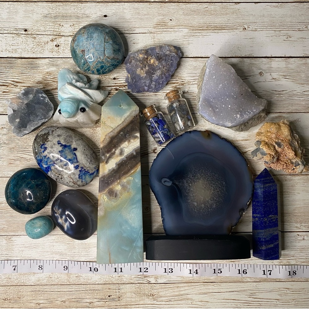 Assorted Blue Mineral Crystal Collection
